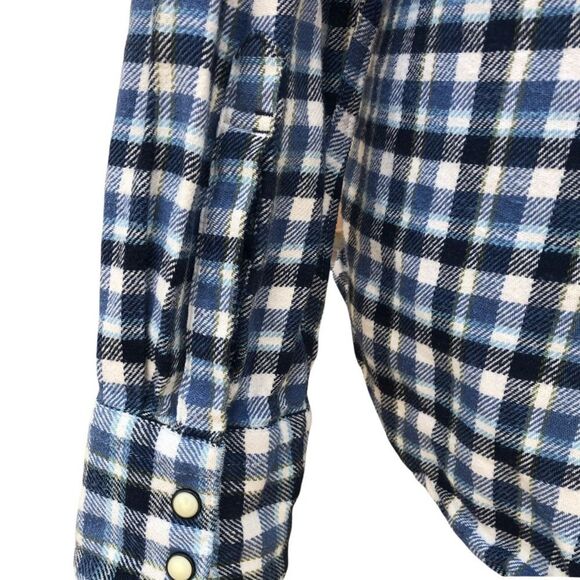 LEVI’S Slim Fit Plaid Pearl Snap Button Down Flannel Shirt Size Medium - Picture 5 of 8
